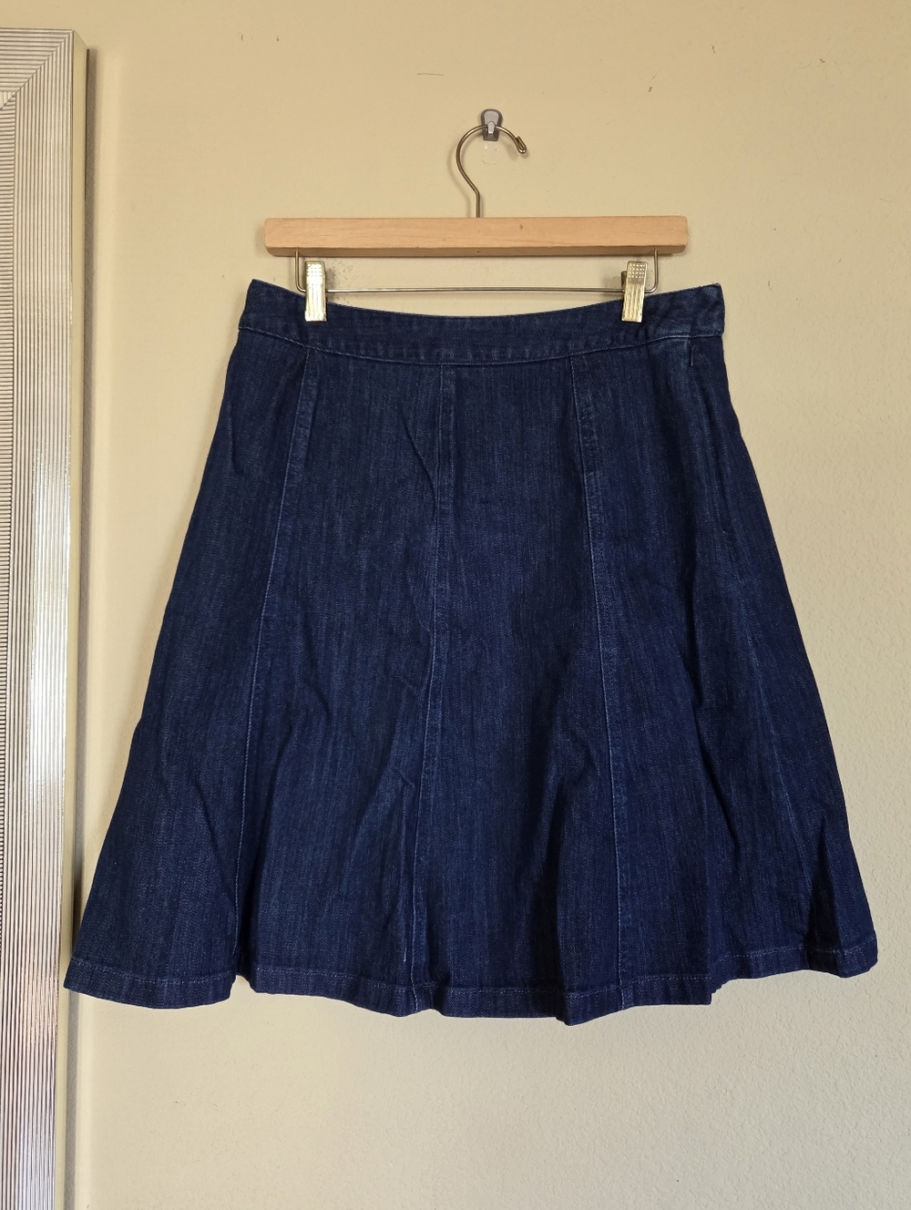 LL Bean Classic Dark Blue Denim A-Line Skirt Twirl Full